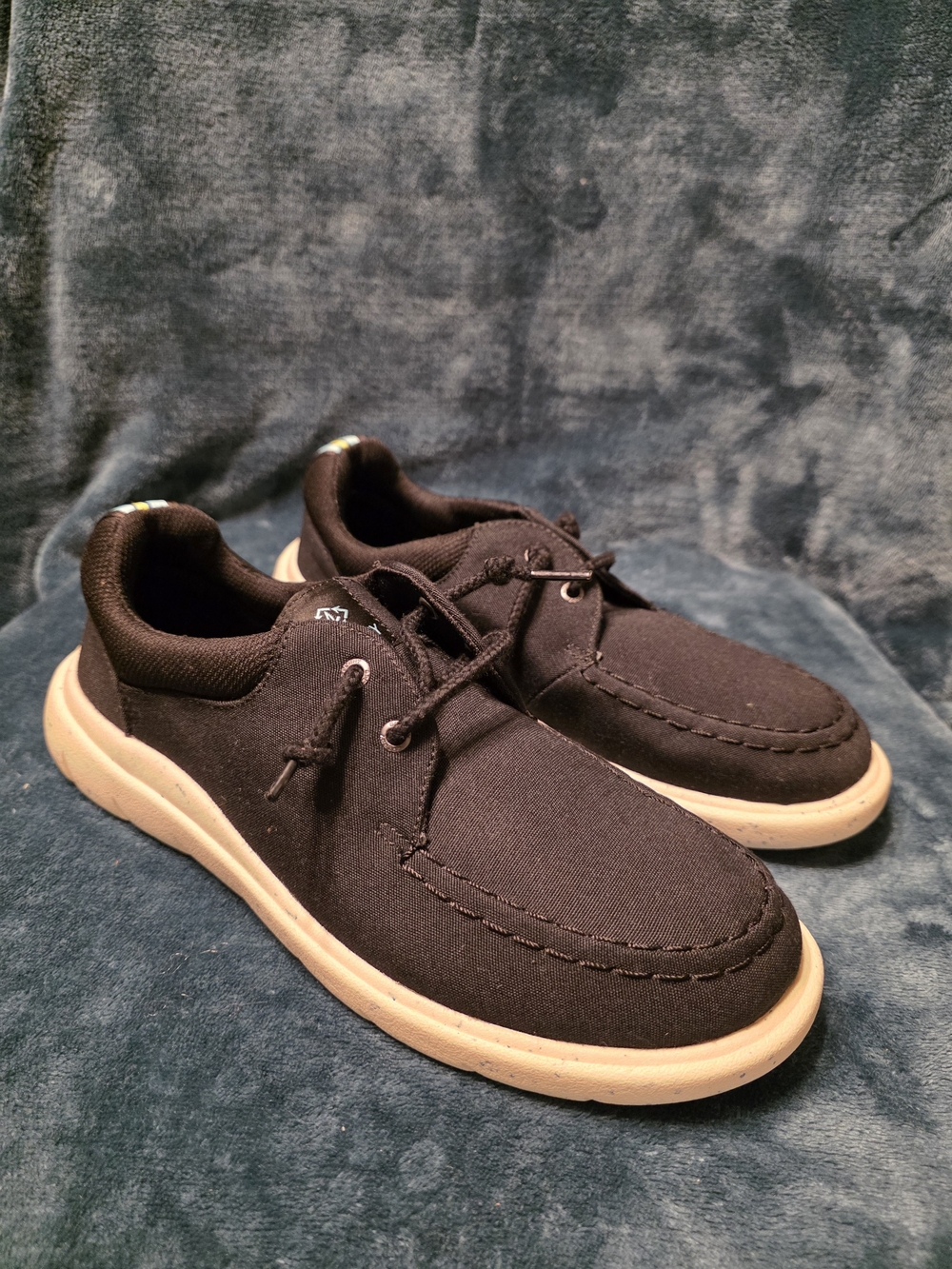 Women's Sperry Black Canvas Flats with Cream Sole